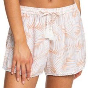 Roxy Small Salty Tan Shorts in Toast Palm Tree New With Tags